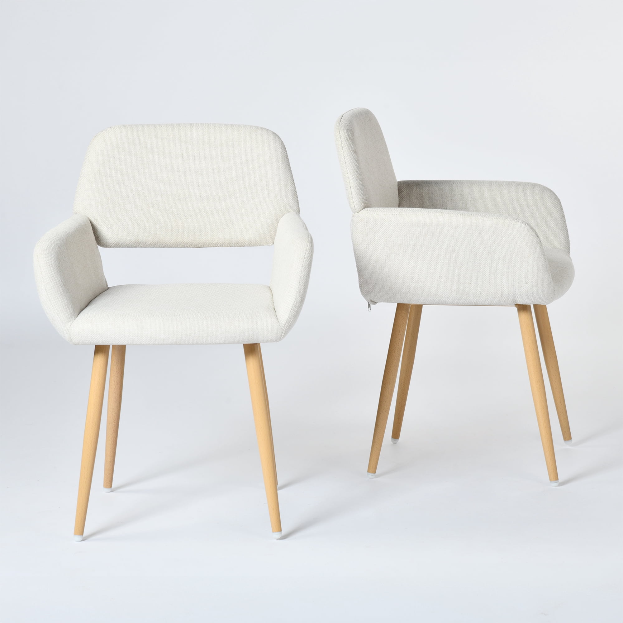 Homy Casa Lot de 2 chaises de salle à manger en tissu avec dossier creux et accoudoirs pour salle à manger en appartement