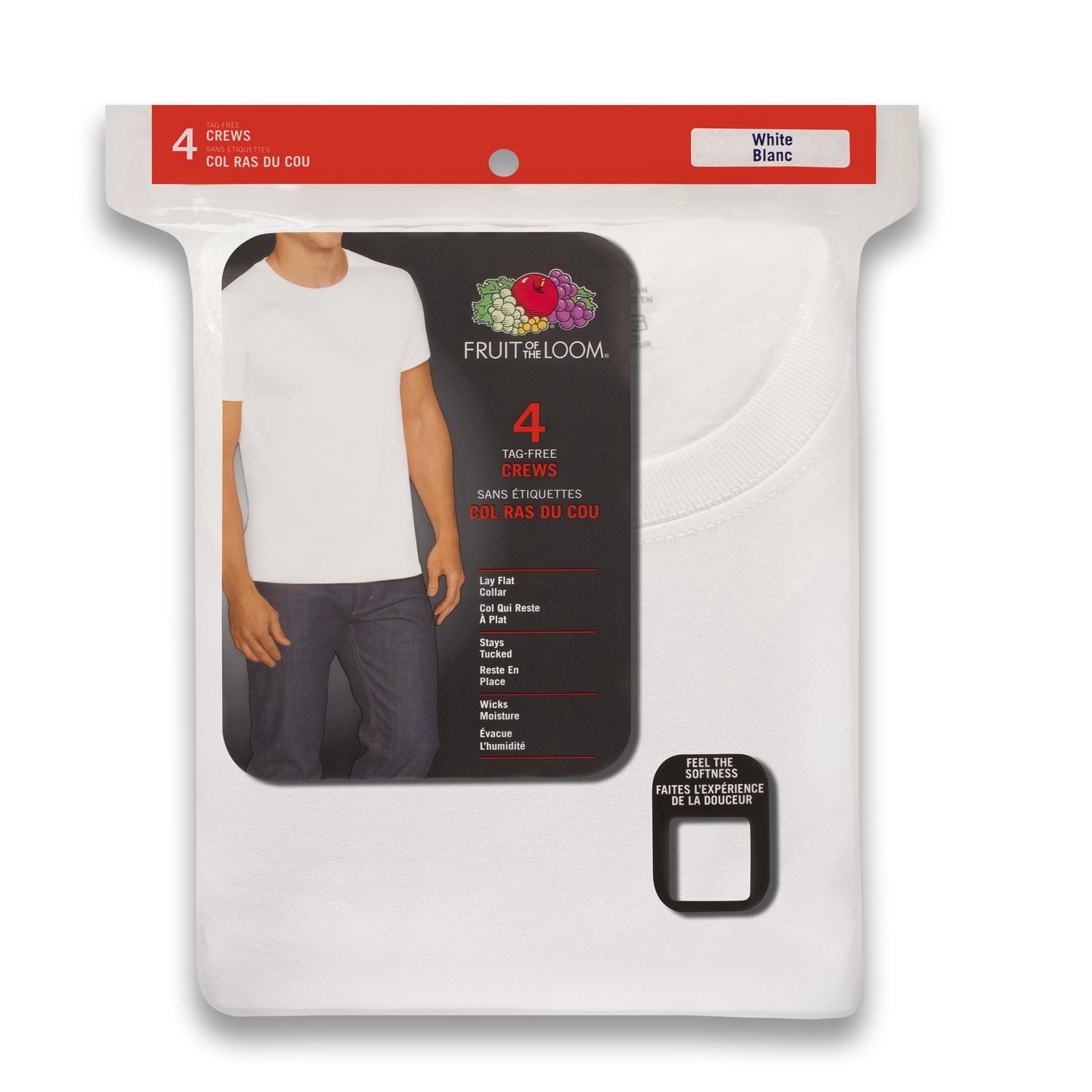 T-shirts à encolure ronde de Fruit of the Loom pour hommes, paq. 4