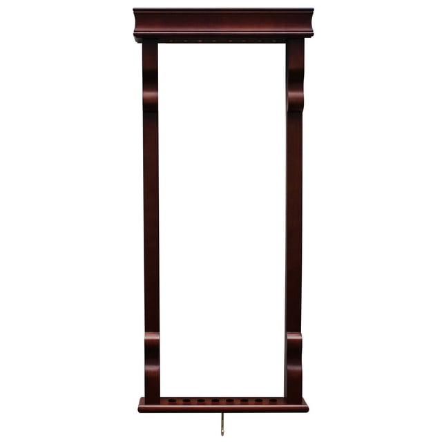 Hathaway Support Mural Vintage pour Queue de Piscine Billiard en Fini Acajou Riche, Bois Franc Massif Fait à la Main aux Lignes Épurées, Tient jusqu'à 8 Pattes cues Verticales avec Fentes Supérieures et Trous Inférieurs, Comprend Crochet pour Porte-Balles et Quincaillerie de Montage, Convient pour Organiser cues dans les Salles de Jeux.