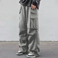 thumbnail image 2 of Dagugfen Cargo Pants for Men Elastic Waist Drawstring Outdoor Trainning Running Athletic Trousers Solid Color, 2 of 6