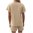 thumbnail image 4 of Birdeem Womens Summer Short Sleeve V-Neck Tops Shorts Comfortable Homewear Two-Piece Set, 4 of 8