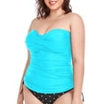 thumbnail image 3 of RELLECIGA Women's Ruched Bandeau Tankini Top Swimsuits, 3 of 7