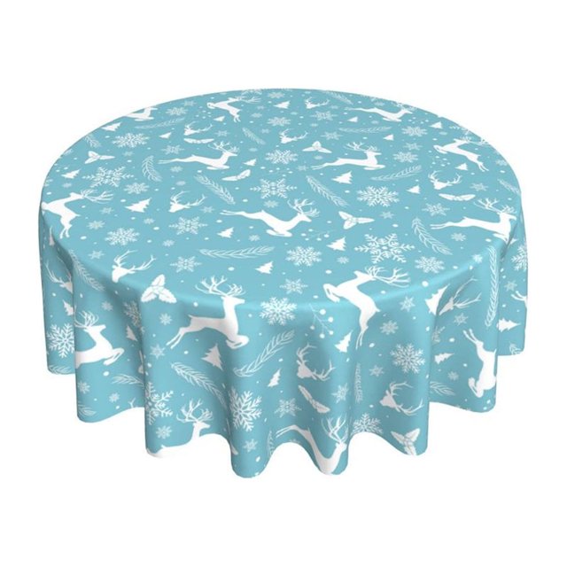 MesaSe Merry Christmas Tablecloth 60 Inch,Winter Snowflake Decorative Table Cloth with Dust-Proof Wrinkle Resistant for Home Kitchen Dining Room Patio Outdoor Picnic Party