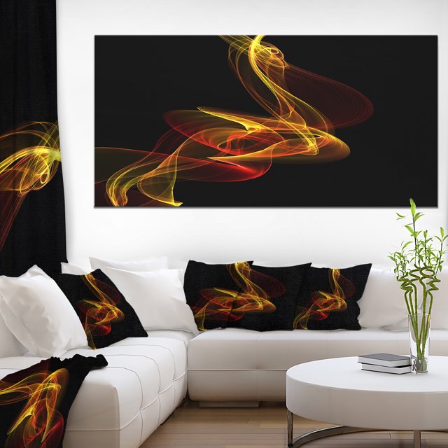 Red Yellow Twisted Waves Fractal - Large Abstract Canvas Wall Art