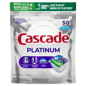 Cascade Platinum Laveurs de vaisselle, Détergents de lave-vaisselle, Savon détergent, frais 50CT