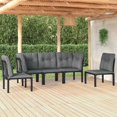 thumbnail image 1 of vidaXL 5 Piece Garden Lounge Set Black and Grey Poly Rattan, 1 of 5