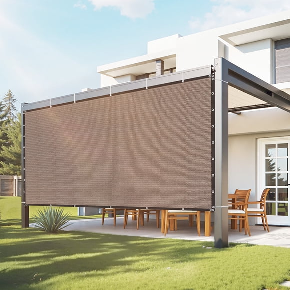 VEVOR 90% Sun Shade Cloth Privacy Screen 8 x 12 ft for Patio Garden (Brown)