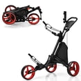 thumbnail image 1 of Goplus Folding 3 Wheels Golf Push Cart W/Bag Scoreboard Adjustable Handle Red, 1 of 8