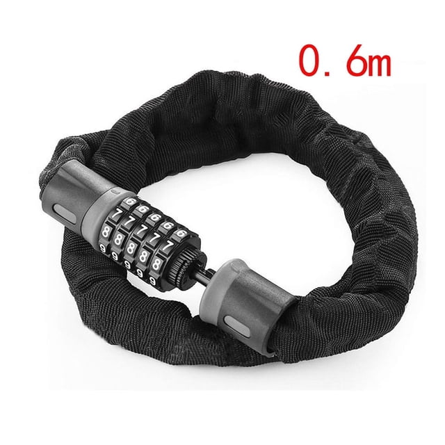 TFixol Durable Outdoor Bicycle Chain Lock with Password Protection for Mountain Bikes and Electric Motorcycles, Lightweight and Compact Design, 0.6m Length in Black/Gray