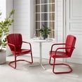 thumbnail image 2 of Crosley Furniture Ridgeland Ensemble Bistro d'Extérieur en Métal 3 Pcs, Fini Rouge Vif Lustré, 2 of 8