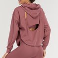 thumbnail image 2 of Women Athletic Hoodie Open Back Pocket Side Split Long Sleeve, 2 of 8