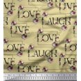 thumbnail image 1 of Soimoi Satin Silk Fabric Floral Love Text Print Sewing Fabric Yard 42 Inch Wide, 1 of 1