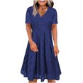 thumbnail image 2 of Gspmoly Robe d'Été, Robe à Manches Courtes en Dentelle Unie Décontractée à Col en V pour Femmes Printemps/été, Robes de Cocktail pour Femmes Offres Prime, 2 of 6