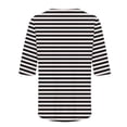 thumbnail image 4 of Enjoytime Blouses Grande Taille pour Femmes à Rayures Col Ras du Cou Manches Mi-Longues Chemises Décontractées Hauts de Travail de Bureau, 4 of 5