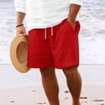 thumbnail image 2 of Plebaso Mens Shorts Summer Beach Shorts with Drawstring Solid Color Lightweight Vacation Pocket Shorts, 2 of 6