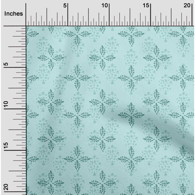 oneOone Silk Tabby Fabric Floral Block Printed Fabric 1 Yard 42 Inch Wide
