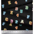 thumbnail image 2 of Soimoi Japan Crepe Satin Fabric Numbers & Alphabets Text Printed Craft Fabric by The Yard 42 Inch Wide, 2 of 3