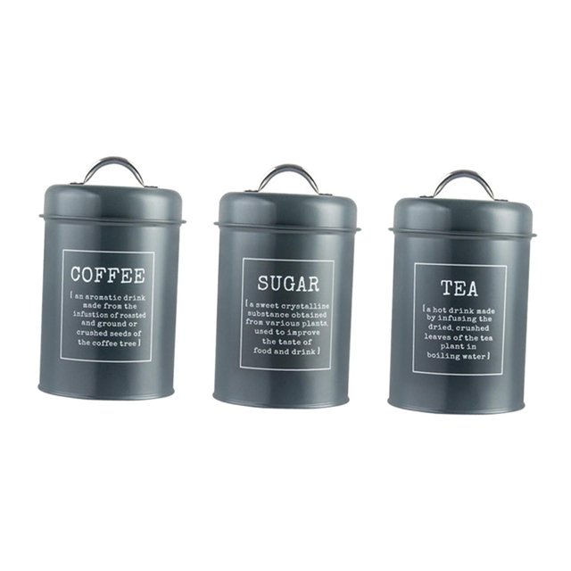 Rongfmy Metal Kitchen Canister Set coffee and tea Sugar Storage Jars Containers for A Gray