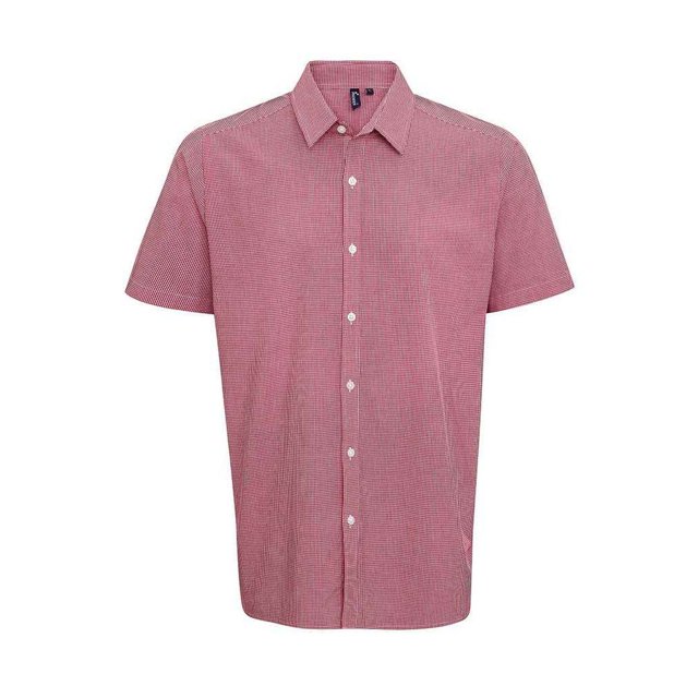 Premier Chemise à Manches Courtes en Coton à Carreaux pour Hommes