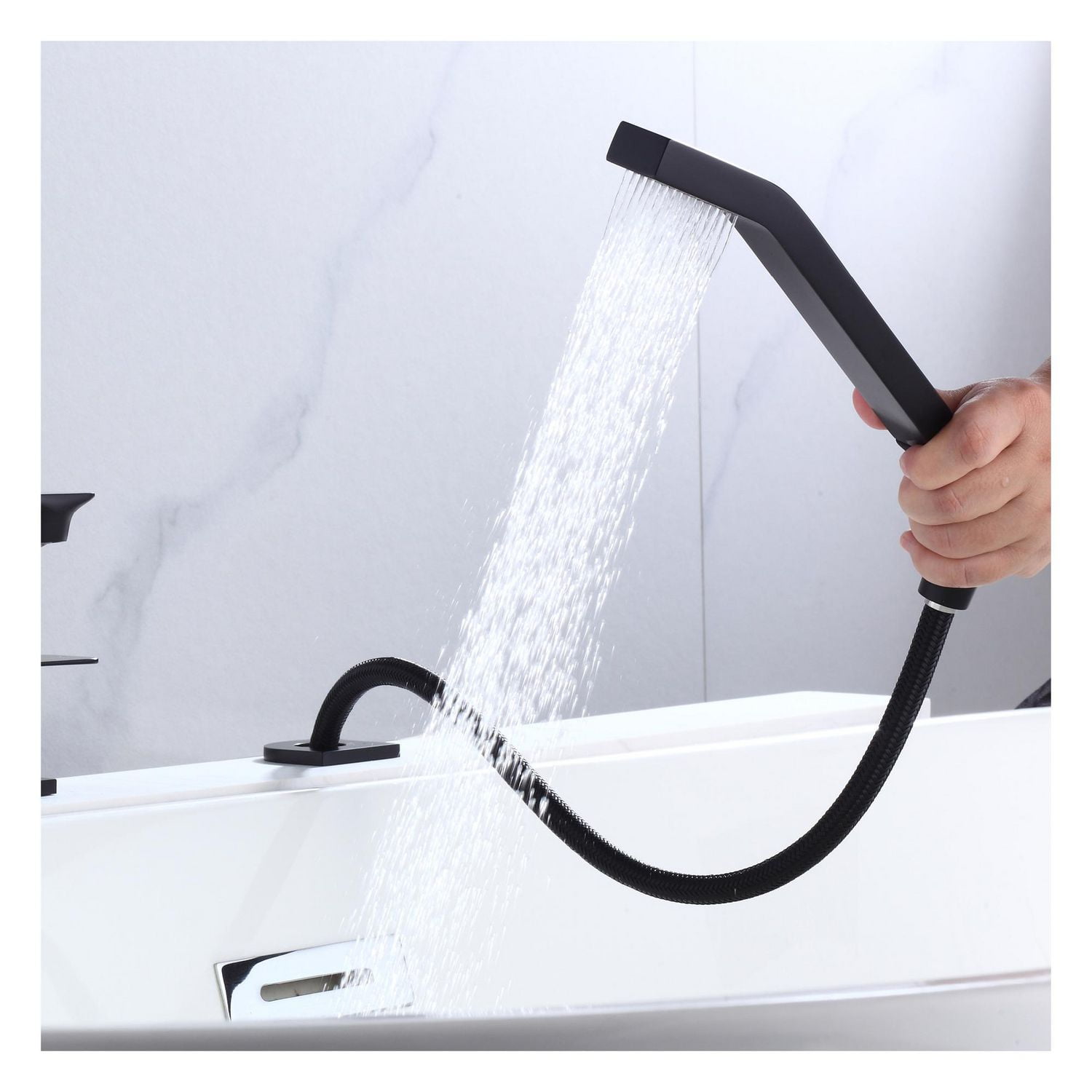 akuaplus® Roman Bathtub Faucet ELENA with Hand Shower in solid brass - 3 Pieces.