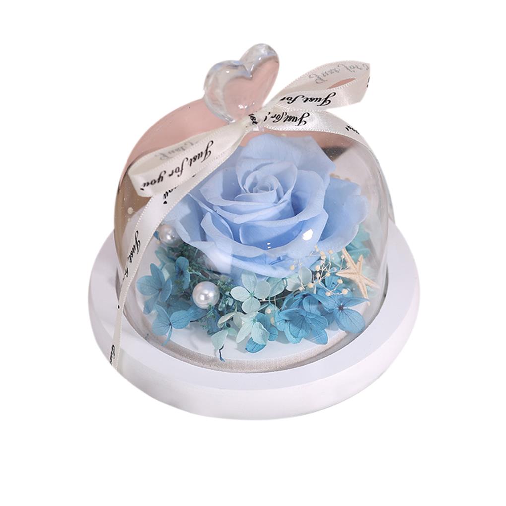 facefd Preserved Flower Rose Never Withered Roses Handmade Fresh Flower Cover for Valentine's Day Anniversary Birthday Blue