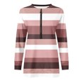 thumbnail image 4 of Chandails à Capuchon Mode pour Femmes 2023 Hauts Automne Manches Longues Ample Chandail à Enfiler Chemise Chic Décontracté Dames Rayé Col Rond Chandails 50 % de Rabais Liquidation Costumes d'Halloween/Noël, 4 of 5