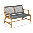 thumbnail image 2 of Gymax Wooden Rope Bench Loveseat Patio Garden Outdoor w/ Armrest & Backrest, 2 of 6