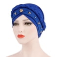 thumbnail image 1 of Aocisk Turban Tressé Perlé avec Foulard, Casquette pour Femmes, Couvre-Chef Mode Style Baseball, Bleu, Taille Unique, 1 of 4