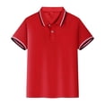 thumbnail image 1 of Polos pour Petits Garçons Rouge Melon D\'eau Chemises d'Uniforme pour Garçons Chemises de Rugby Hauts à Manches Courtes Tenue pour Garçons, 1 of 2