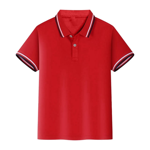 Polos pour Petits Garçons Rouge Melon D\'eau Chemises d'Uniforme pour Garçons Chemises de Rugby Hauts à Manches Courtes Tenue pour Garçons