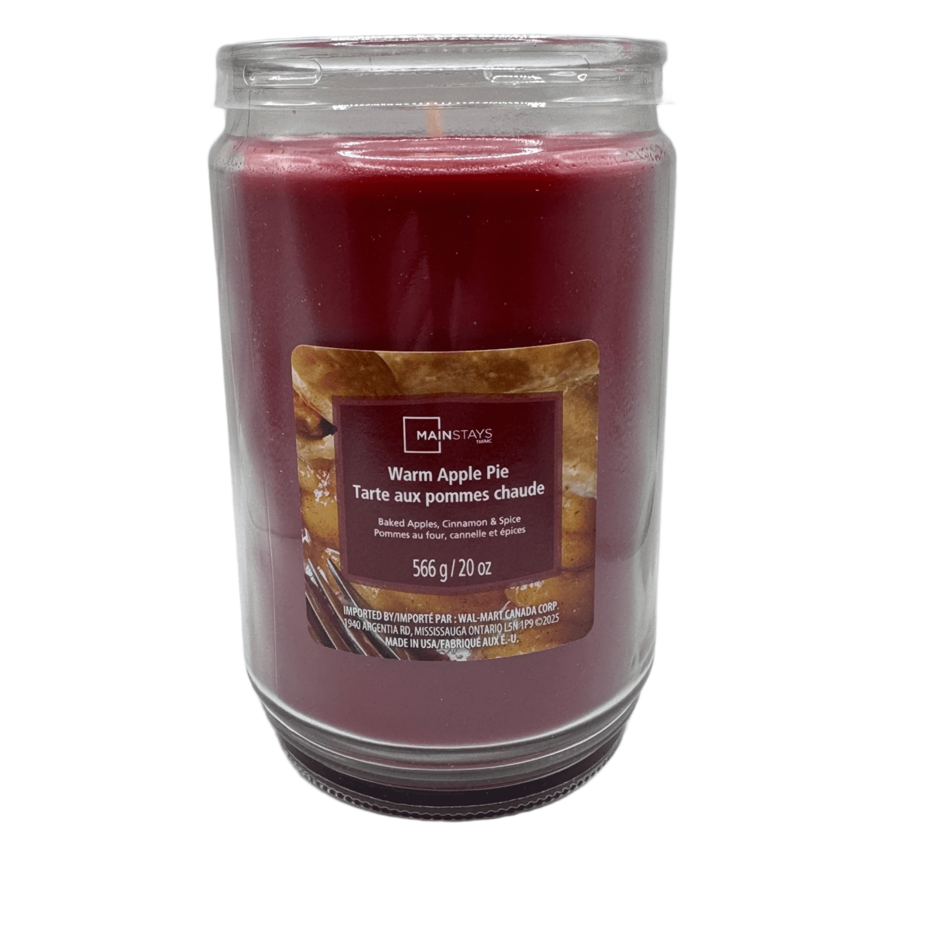 Mainstays Bougie parfumée n pot de verre à mèche unique, à la tarte aux pommes chaude, 567 g (20 oz)