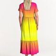 thumbnail image 4 of Fshaion Robe d'Été pour Femmes 2024 Grande Taille Décontractée à Manches Courtes Col Rond Robe Décontractée Fluide à Étages Maxi Robe de Plage avec Poches Imprimé Dégradé Robe en Liquidation à Moins de 10!, 4 of 7