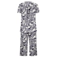thumbnail image 5 of FAFWYP Ensembles de Pyjama 2 Pcs pour Femmes, Ensembles de Pyjama à Imprimé Floral, Tenue de Nuit Douce, Hauts à Manches Courtes à Col Ras du Cou et Pantalons Capri, Ensembles de Détente, P-3TG, 5 of 5