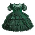 thumbnail image 1 of Penkiiy Toddler Girls Net Yarn Mesh Bow Ruffles Birthday Party Gown Long Dresses 8-9 Years Green, 1 of 9