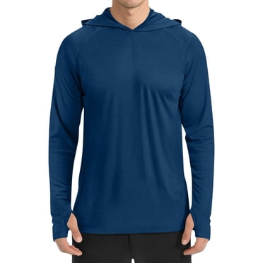 Domuza Sun Protection Fishing Shirts Men Upf 50+ Long Sleeve Hoodie Shirts 2026 Summer with Face Mask Uv Rash Guard Hiking Tops Navy S