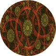 thumbnail image 1 of Ahgly Tapis Rond Lavable en Machine Intérieur Transitionnel Brun Bronze Foncé, 6 Pieds Rond, 1 of 7