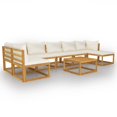 thumbnail image 2 of vidaXL 8 Piece Garden Lounge Set with Cushion Cream Solid Acacia Wood, 2 of 12