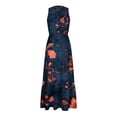 thumbnail image 5 of Pisexur Robes pour Femmes à Col en V Sans Manches Robe Maxi Taille Élastique Robe Évasée à Étages Robe d'Été Mode à Imprimé Floral Robe de Bal d'Été Décontractée Ample Longue Robe Confortable Fluide Robe Portefeuille pour Plage Vacances, 5 of 5