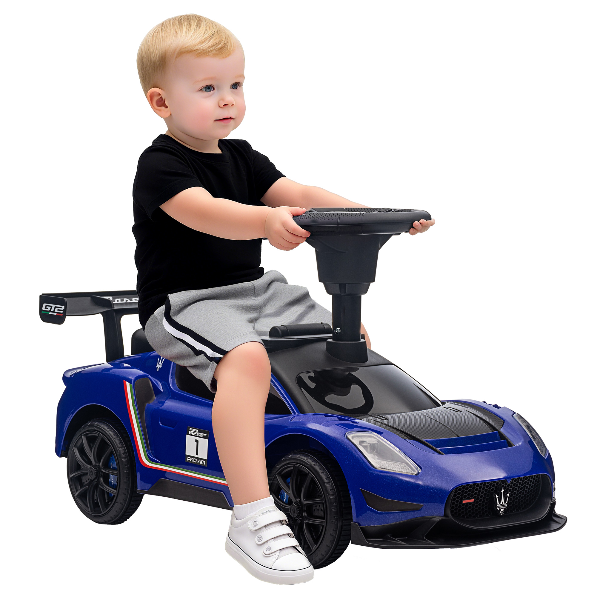 Qaba Licensed Maserati GT2 Baby Sliding Car with Under Seat Storage, Blue
