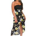 thumbnail image 1 of Femmes Bretelles Froncées Taille Haute Wrap Split Asymétrique Plage Longue Robe Maxi, 1 of 4