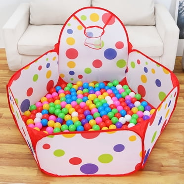Tente Pop-Up de Maisonnette pour Balles pour Enfants - Thème Basketball, Tunnel de Rampement et Plage (Balles Non Incluses)