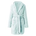 thumbnail image 3 of zanvin Fleece Robe for Women Mid Length Belted Bathrobe Hooded Fleece Plush Bath Robe Winter Spa Robes with Pockets, 3 of 5
