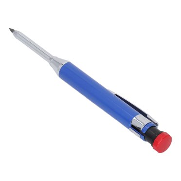 Carpenter Pencil Kit, Long Nose Hard To Break Robust Mechanical Carpenter Pencil Set Heavy Duty With 12 Refill For Glass For Paper Blue
