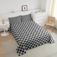 thumbnail image 3 of Erosebridal Checkered Gingham Bedding Sets Toddler with Comforter, Grey Duvet Insert, Rectangle Geometry Decor, 2-Piece, 3 of 8