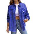 thumbnail image 1 of SHIXIAOO Women's Ripped Oversized Denim Jacket Casual Long Boyfriend Distressed Denim Jacket Womens Jackets Fall Casual Button down Button Jean Womens Summer Jackets Denim Jacket Lightweight Fringe, 1 of 8
