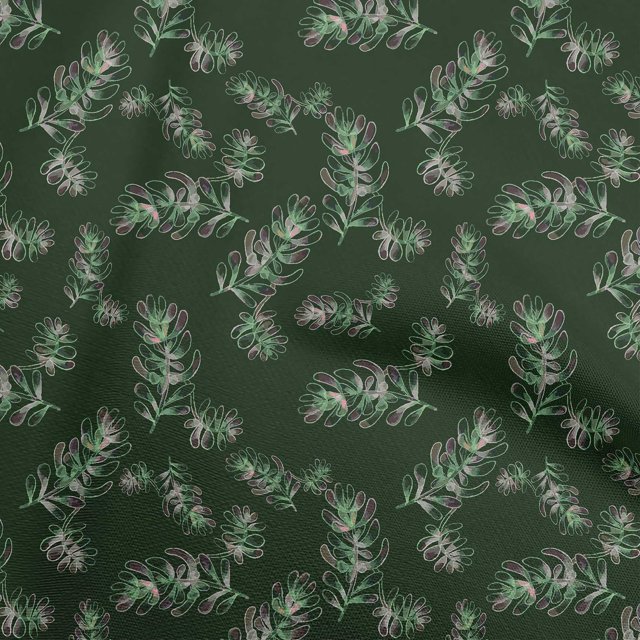 oneOone Tissu Polyester Spandex Vert Foncé Feuilles Matière de Robe Tissu Imprimé Tissu au Mètre 56 Pouces de Large
