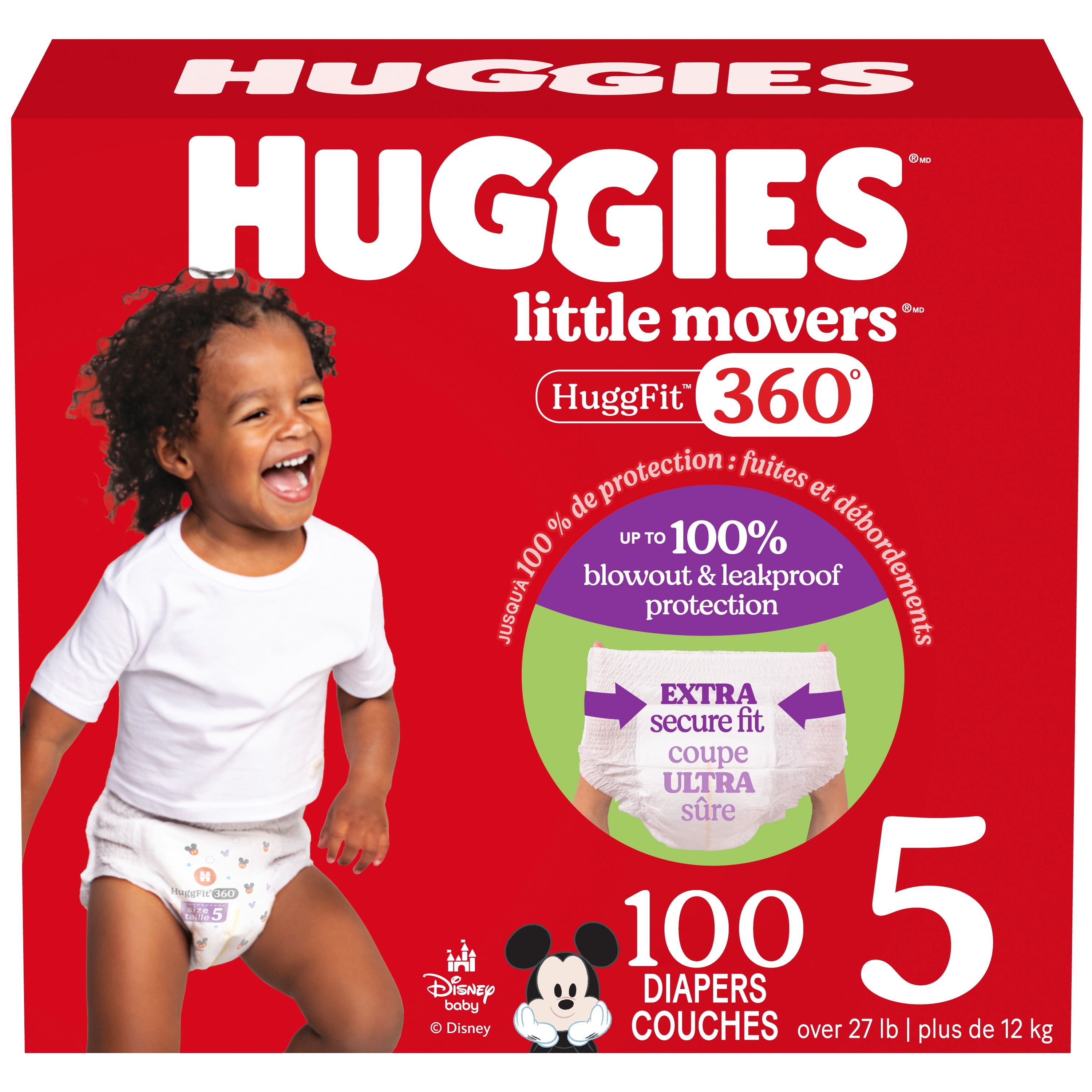 Huggies Little Movers HuggFit 360° Baby Diapers with Waistband, 3-7,Count 136-70