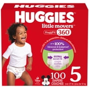 Huggies Little Movers HuggFit 360° Baby Diapers with 360° Waistband, Size 3-7, Count 136-70