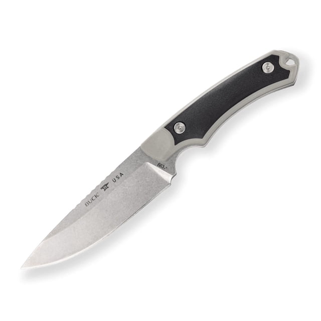 Buck 663 Alpha Guide Select Knife – Stainless Steel Drop Point with Upswept Edge, Glass-Filled Nylon Handle with Versaflex Inlays, Sheath – 0663GYS-B, Made in the USA