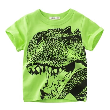 GDREDA T-Shirts Unis pour Enfants Tout-Petits Bébés Garçons Filles Dinosaure Manches Courtes Col Rond T-Shirts Hauts Tee Vêtements pour Enfants Vert, 6-7 Ans